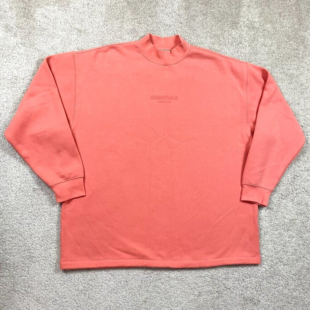 Fear Of God Essentials Mens Mock Neck Pullover Sweater Pink Size L